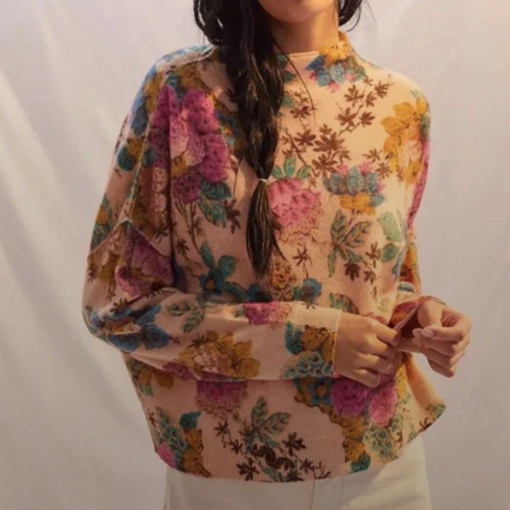 Anthropologie Pilcro Floral Cashmere Sweater "Alani"